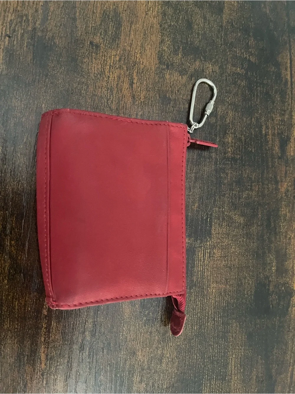 Buxton Red Leather Zip Coin Pouch with Key Clip